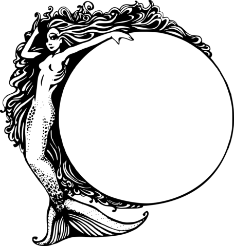 Mermaid With A Circle Coloring Page